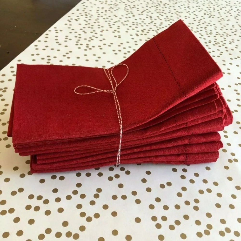 ❤️ Set of 11 NEW Lunares Cotton Hemstitch Napkins